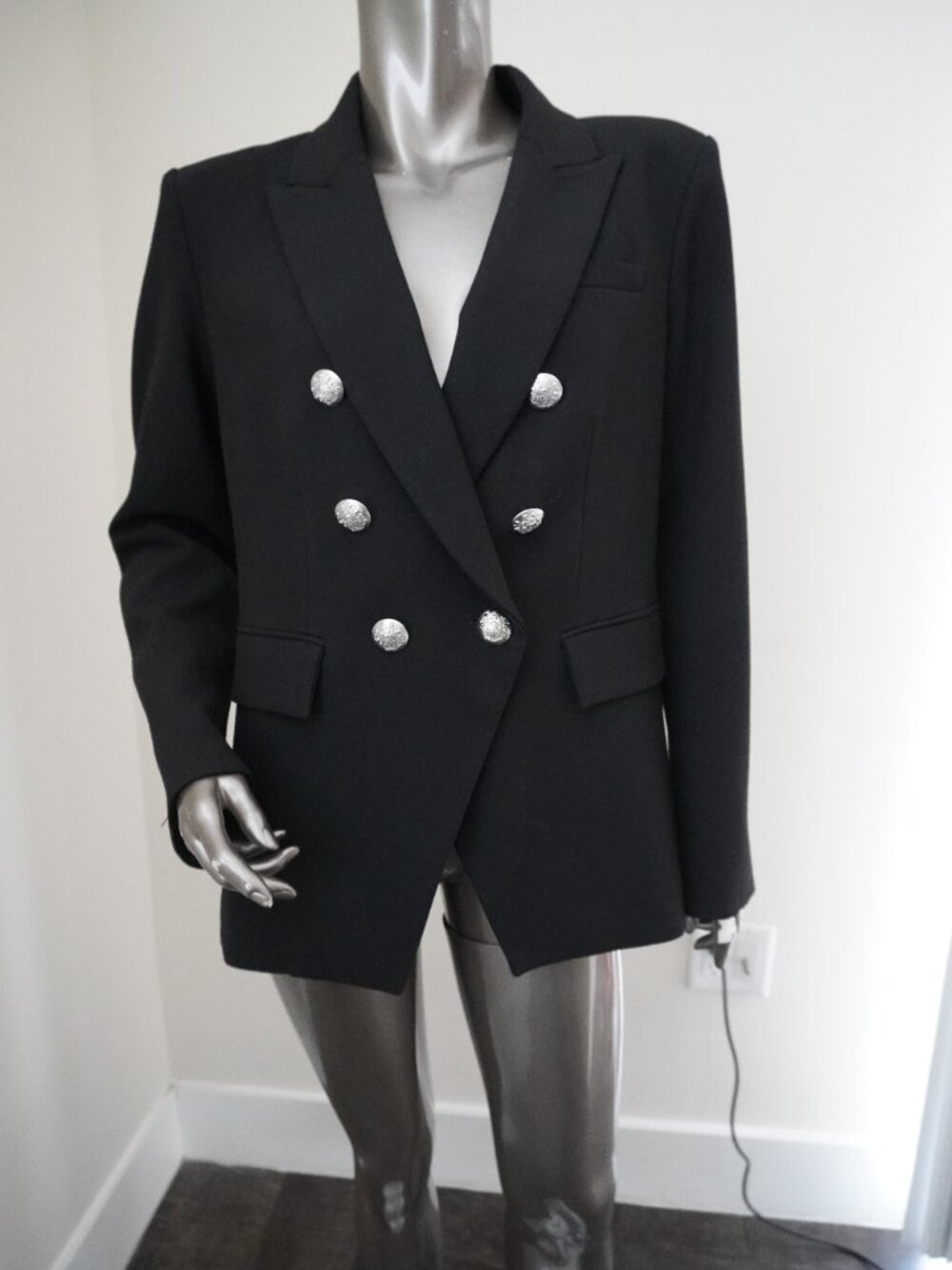 Veronica Beard Miller Dickey Blazer Black Silver Crest Buttons Jacket Size 10 - Picture 5 of 8